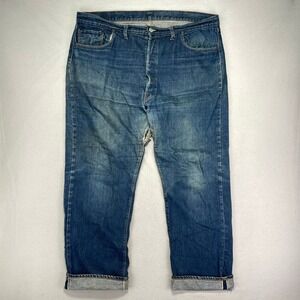 Vintage 70s Levi's Selvedge Jeans 501 Mens‎ 44x34 Faded Distressed Repaired Rare